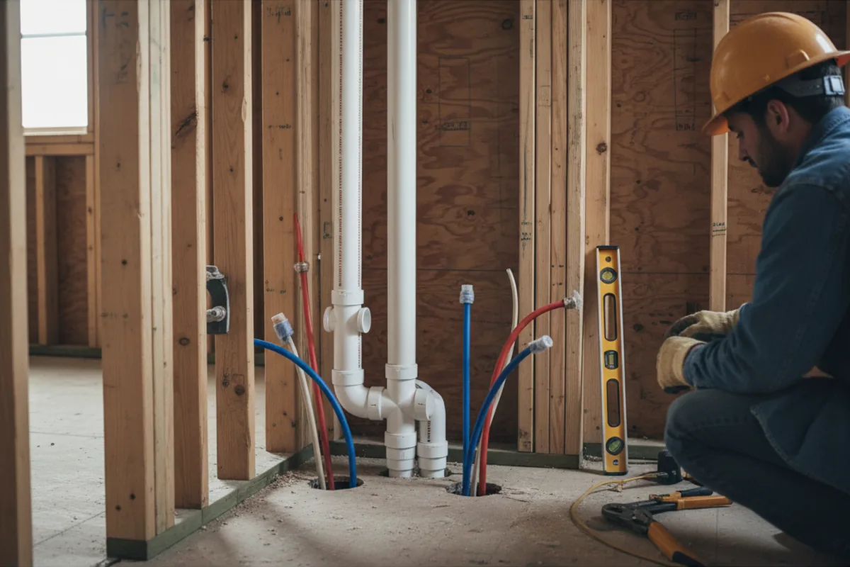 Drain and supply rough-in during Sump Pump Repair in Blain